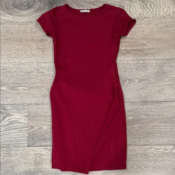 Loveappella Rich Burgundy Midi Dress - Picture 1 of 4